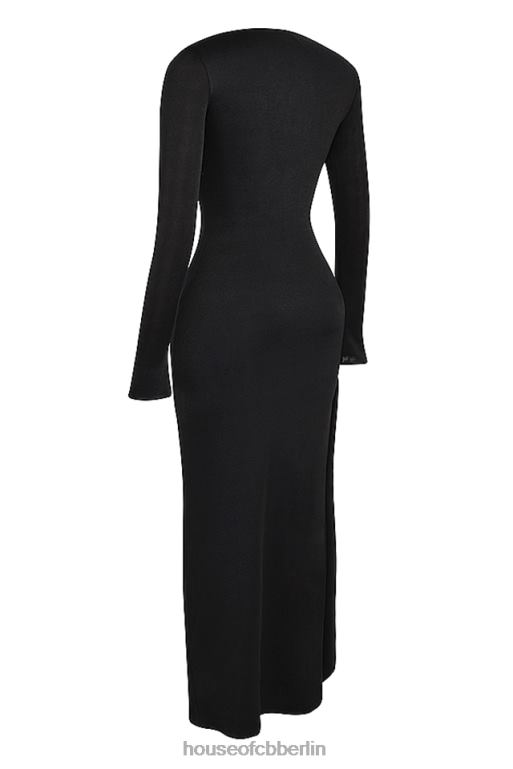 House of CB Schwarzes Marella-Maxikleid mit Ausschnitten Kleidung ZFD80281