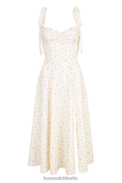 House of CB Alicia Zitronen-Midi-Sommerkleid mit Blumendruck Kleidung ZFD80612