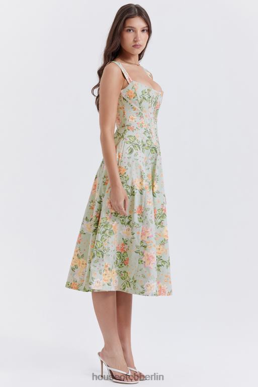 House of CB Saira Midi-Sommerkleid mit hellem Jade-Print Kleidung ZFD80242