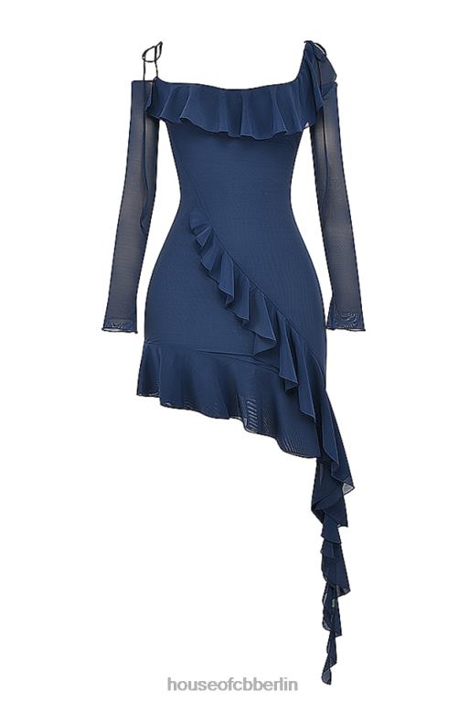 House of CB Kiki French Navy Rüschen-Minikleid Kleidung ZFD80162