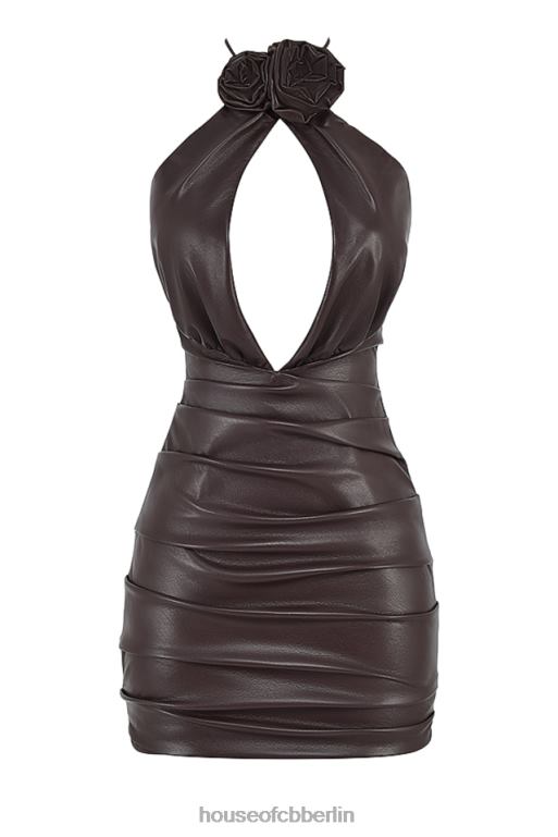 House of CB Olivia Bitter Chocolate Minikleid aus veganem Leder Kleidung ZFD80377