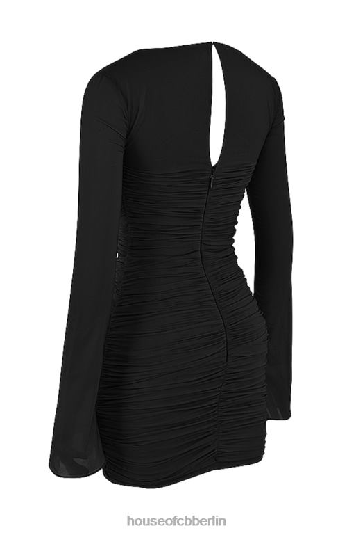 House of CB Schwarzes Camille-Minikleid aus echter Seide mit Ausschnitten Kleidung ZFD80491