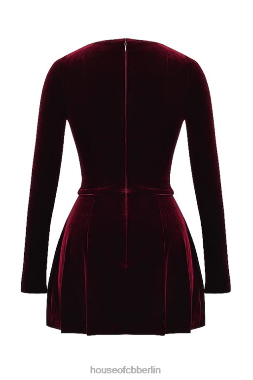 House of CB Veronica Black Cherry Minikleid mit Biesen Kleidung ZFD80309