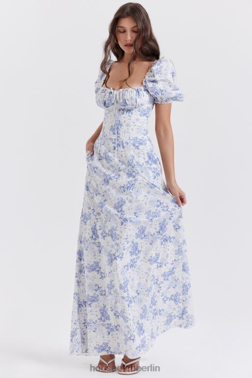 House of CB Blau bedrucktes Sommerkleid mit Puffärmeln von Felizia Kleidung ZFD80256