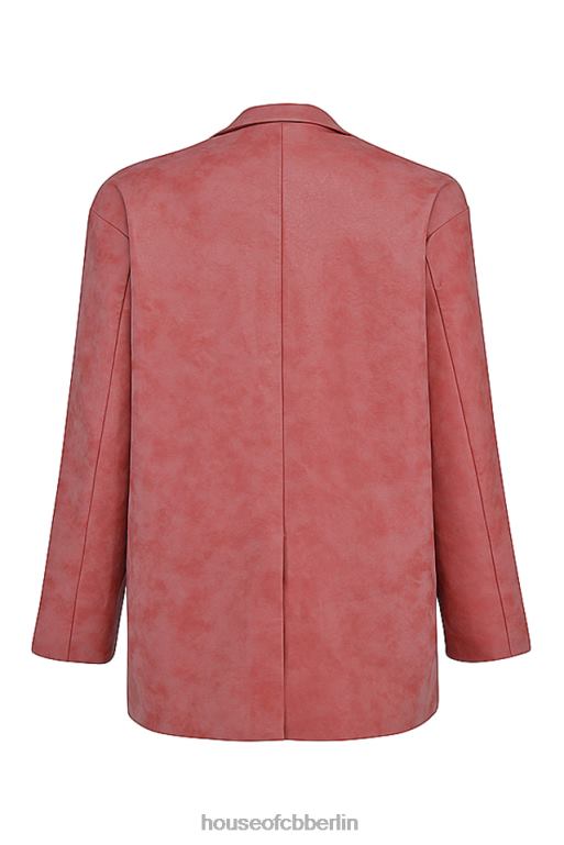 House of CB Kiera warmrosa übergroßer Blazer aus veganem Leder Kleidung ZFD801031