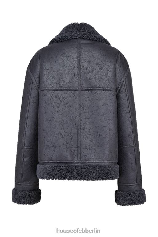 House of CB Fliegerjacke aus veganem Lammfell in Madden-Grau Kleidung ZFD801026