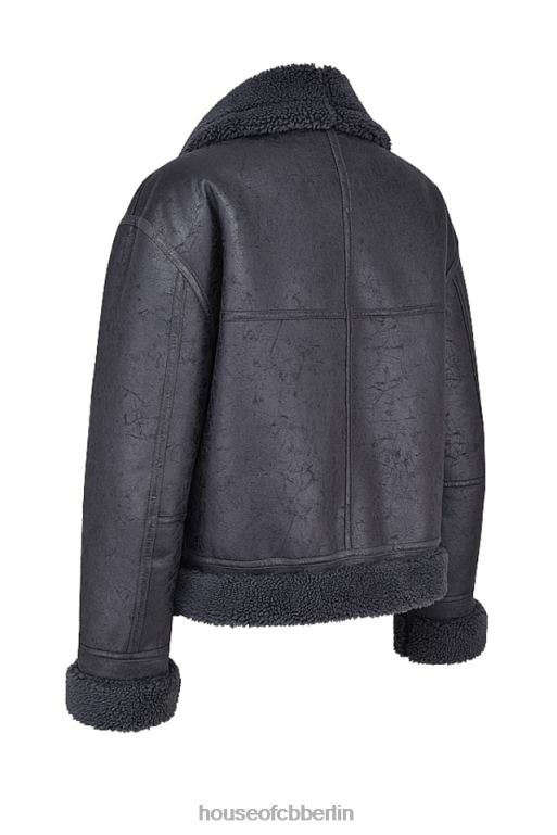 House of CB Fliegerjacke aus veganem Lammfell in Madden-Grau Kleidung ZFD801026