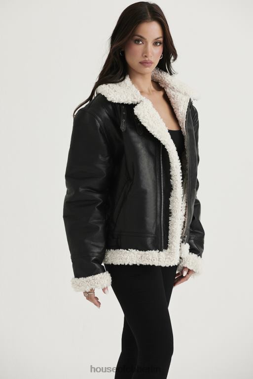 House of CB Madden schwarze Fliegerjacke aus veganem Shearling Kleidung ZFD801041