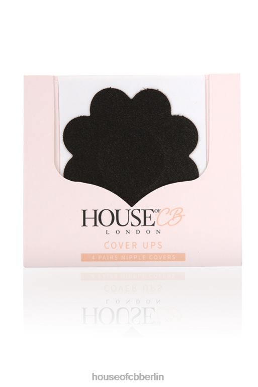 House of CB Set mit 4 schwarzen Brustwarzenabdeckungen in Blumenform Kleidung ZFD801321