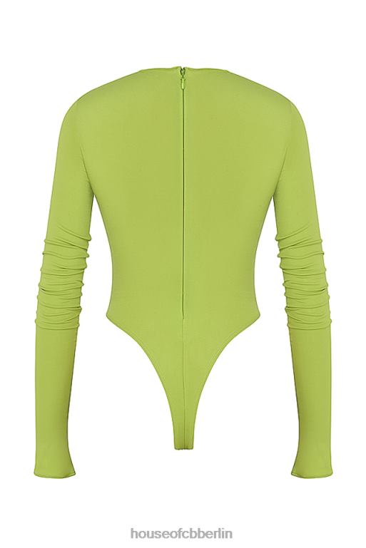 House of CB Estrelle lindgrüner Body mit Ausschnitten Kleidung ZFD80736