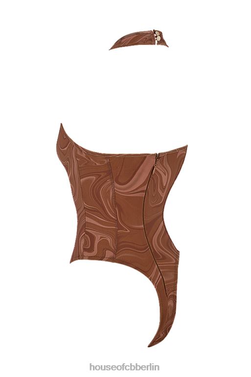 House of CB Neckholder-Body mit Wirbelmuster von Sabine Cocoa Kleidung ZFD80752