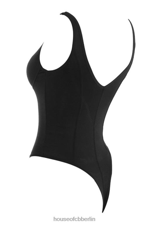 House of CB Schwarz melierter Body aus weichem Jersey von Imani Kleidung ZFD80811