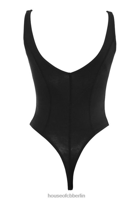 House of CB Schwarz melierter Body aus weichem Jersey von Imani Kleidung ZFD80811