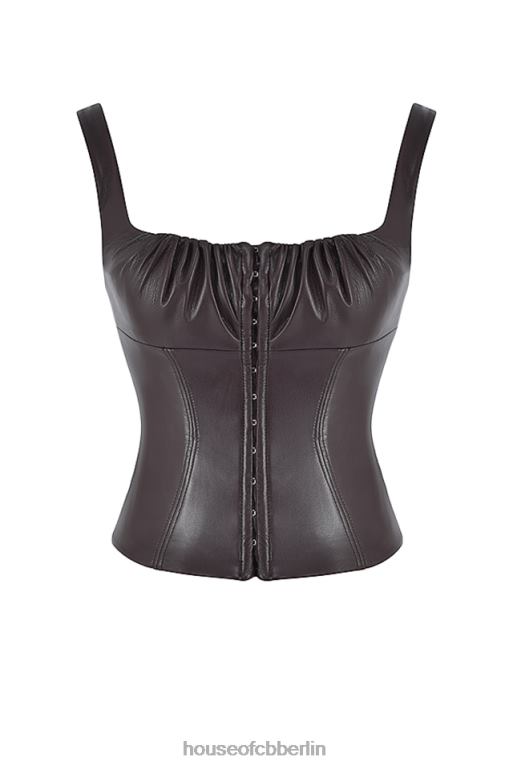 House of CB James Bitter Chocolate Korsett aus veganem Leder Kleidung ZFD8038