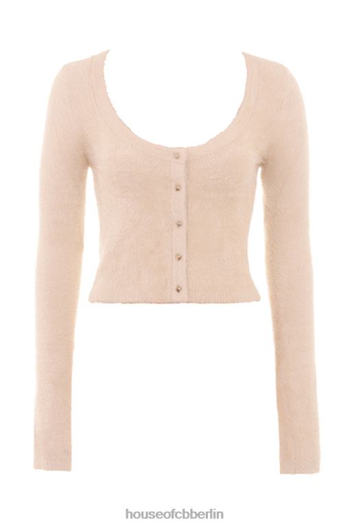 House of CB Gene Beige, weicher, flauschiger Strick-Cardigan Kleidung ZFD80657