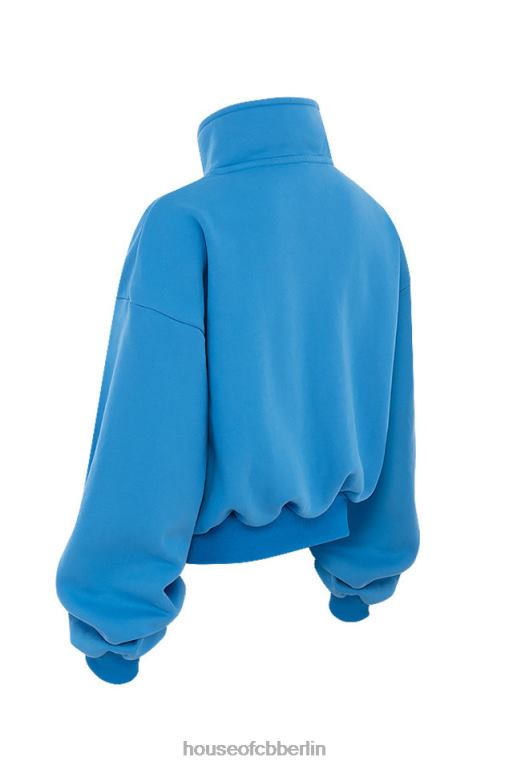 House of CB Kurzes Sweatshirt mit Reißverschluss vorne in Mitch-Blau Kleidung ZFD80790