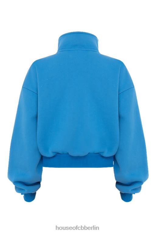 House of CB Kurzes Sweatshirt mit Reißverschluss vorne in Mitch-Blau Kleidung ZFD80790