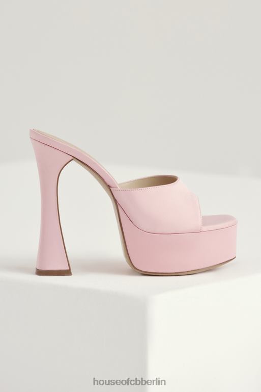 House of CB Alessandra rosa Satin-Plateau-Pantoletten Schuhe ZFD801066