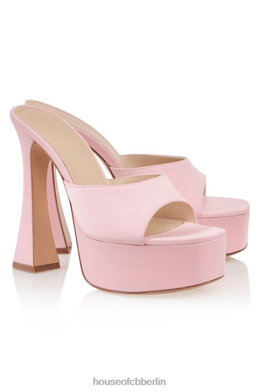 House of CB Alessandra rosa Satin-Plateau-Pantoletten Schuhe ZFD801066