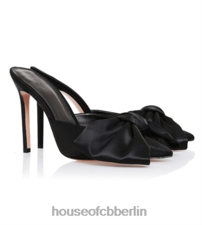 House of CB Beaubelle schwarze übergroße Schleifen-Mules Schuhe ZFD801103
